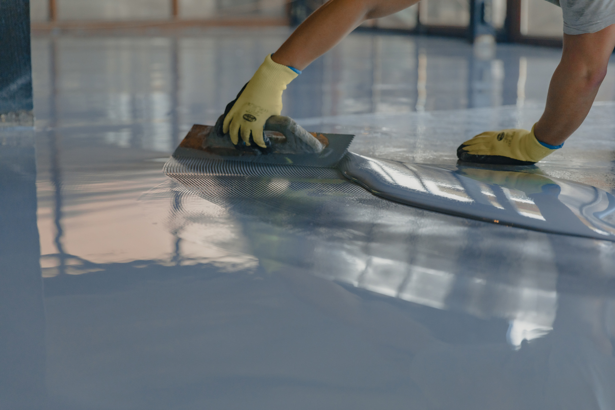 Epoxy flooring being applied in nampa, Idaho
